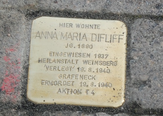 Historischer Ort: Stolperstein für Anna Maria Difliff, Foto des Stolpersteines