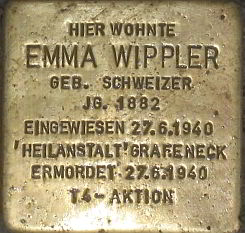 Historischer Ort: Stolperstein für Emma Wippler, Foto des Stolpersteines