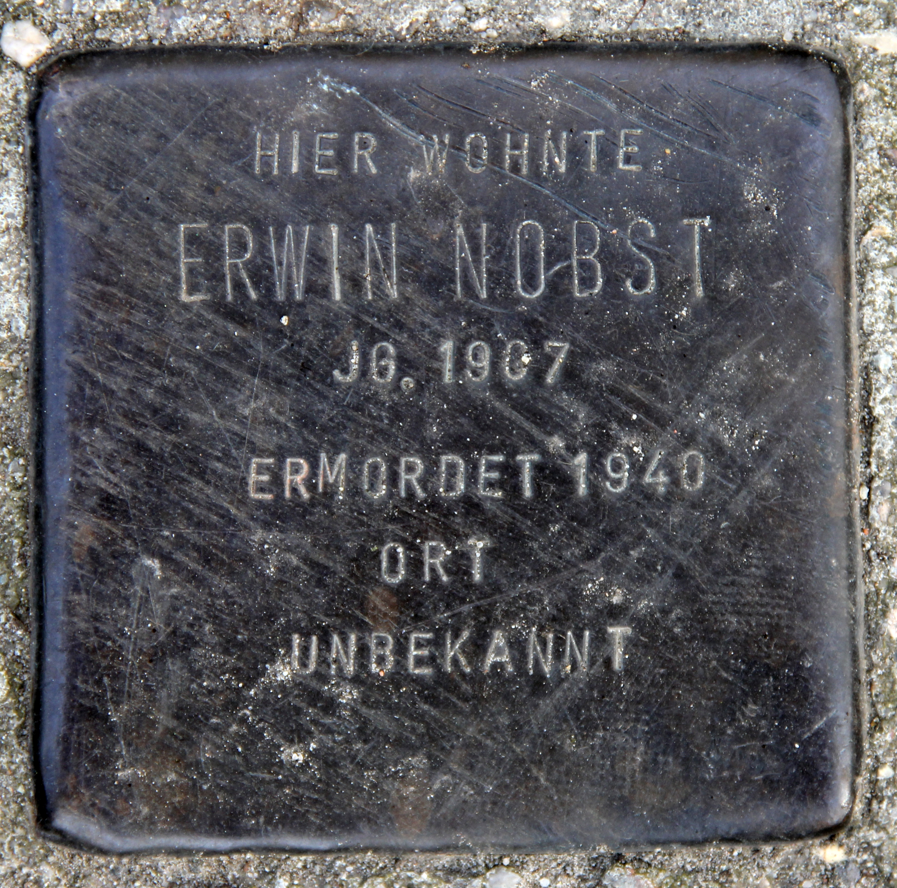 Historischer Ort: Stolperstein für Erwin Nobst