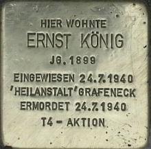 Historischer Ort: Stolperstein für Ernst König, Stolperstein