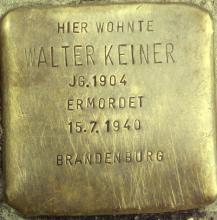 Historischer Ort: Stolperstein für Walter Keiner, Foto des Stolpersteines